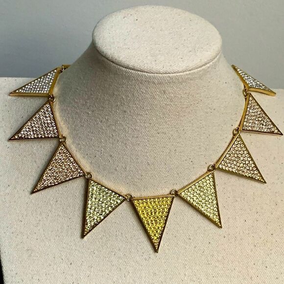 Spectacular Eddie Borgo Ombré Pavé Triangle Collar Flat Choker Necklace - Picture 1 of 11